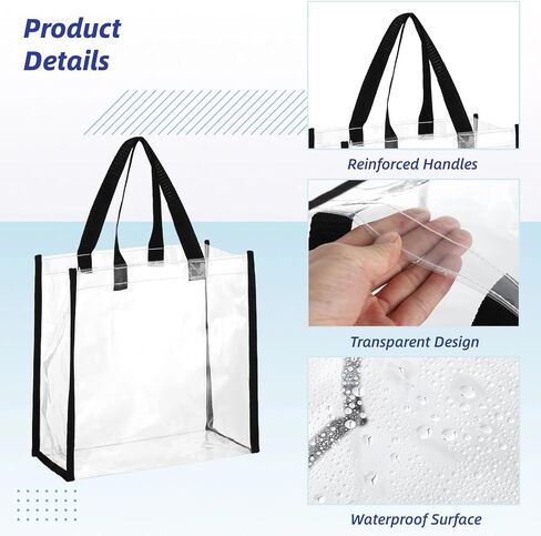 20 قطعة من حقائب كبيرة توت شفافة 12 × 12 × 6 انش من ديميجون، حقائب يد بلاستيكية عالية الجودة لتغليف الهدايا للملاعب الرياضية والمناسبات والغداء والنزهات للنساء in Kuwait