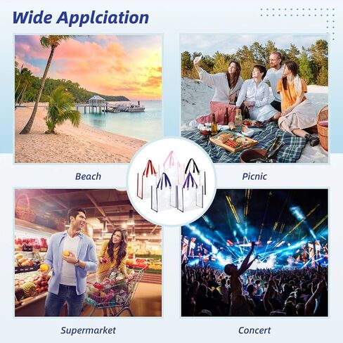 20 قطعة من حقائب كبيرة توت شفافة 12 × 12 × 6 انش من ديميجون، حقائب يد بلاستيكية عالية الجودة لتغليف الهدايا للملاعب الرياضية والمناسبات والغداء والنزهات للنساء in Kuwait