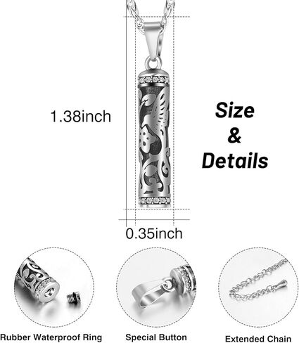 XIUDA الطائر الطنان جرة قلادة للرماد اسطوانة بار مجوهرات جنائزية للرماد زهرة تذكارية تذكار قلادة للنساء الرماد حامل in Kuwait