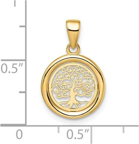 Diamond2Deal 14k Yellow Gold Tree of Life Circle Pendant (L-14mm W-14mm), Metal, No Gemstone in Saudi Arabia