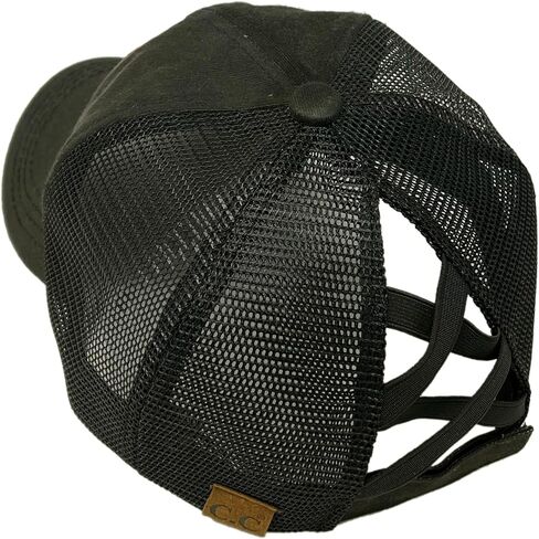 C.C Ponytail Criss Cross Messy Buns Ponycaps Baseball Cap Dad Trucker Mesh Hat (Patch Chaos Coordinator Black) in Saudi Arabia