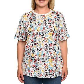 Disney Womens Plus Size T-Shirt Mickey Minnie Mouse Donald Daisy Goofy Pluto AOP