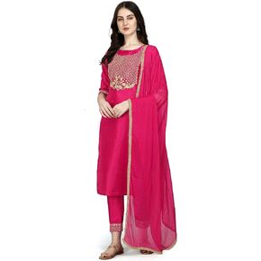 Women's Silk Blend Kurta Pant With Dupatta Set