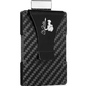 Carbon Fiber Wallet With Money Clip and Smart Pull-Out Strap for Ease of Use - Quick Card Access Card Holder Wallet - Wallet Clip - Slim Metal Wallet - RFID Wallets for Men and Women