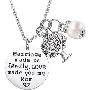 LParkin Mother in Law Gift Stepmom Necklace Mother Of The Groom Bride Gifts Marriage Made Us Family Love Made You My Mom Wedding Necklaces