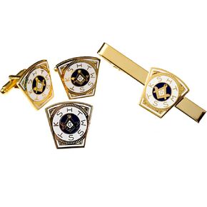 Royal Arch Mark Keystone Tie Bar Lapel Pin Cufflink Masonic Combo Pack