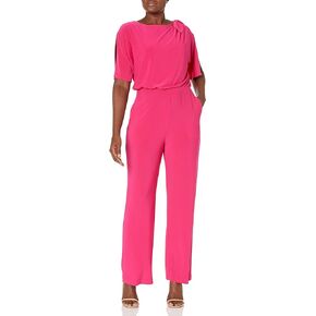 Vince Camuto womens Solid Ity Jumpsuit With Bow Shoulder DetailDress