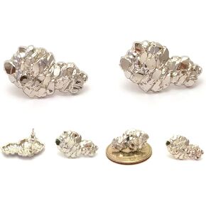 Mens Hip Hop White Gold Finish 925 Sterling Silver Nugget Stud Earrings