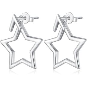 RUKYF Sterling Silver Earrings for Women Hypoallergenic Triangle/Star/Cross Stud Earrings for Girls Cute Lightweight Earrings Simple Ggeometric Earrings for Teen Gril Gifts Trendy Stuff