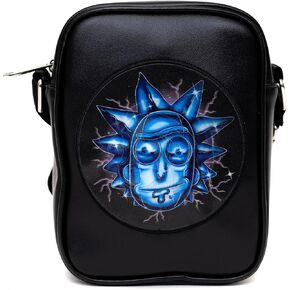 Rick and Morty Bag, Cross Body, Rick and Morty Lenticular Face Expression Applique, Vegan Leather