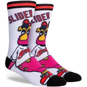 PKWY Indians Baseball Team Unisex 1-Pack Crew Socks (Slider Mascot Wrap Crew, Medium(Women's 3-8; Youth 1-6))