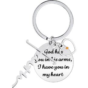 Initial Faith Cross Keychain Bible Scripture Keyring with Mustard Seed Charms