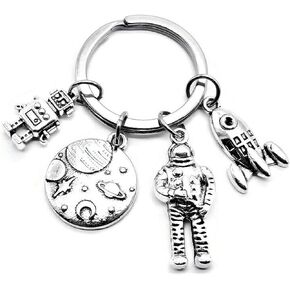 Astronaut Keychain Rocket Spaceship Mars Planets Star Moon Charm Key Chain Mars Rover Gift Spacemen Keyring Robot Key Ring