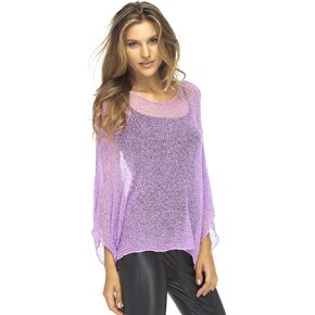 Back From Bali Womens Sheer Blouse Top Lightweight Knit Shrug Sweater Poncho