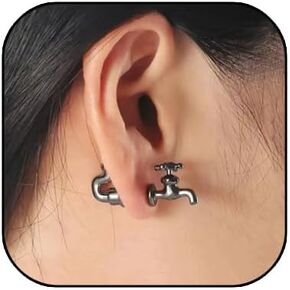 Punk Front Back Fun Earrings.Hiphop Unique Earrings for Women Girls Retro Gothic Faucet Stud Earrings Vintage Cool Stuff Earrings Jewelry Gifts