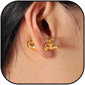 Punk Front Back Fun Earrings.Hiphop Unique Earrings for Women Girls Retro Gothic Faucet Stud Earrings Vintage Cool Stuff Earrings Jewelry Gifts