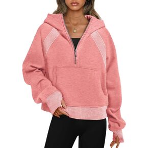 Hoodies For Women Quarter Zip Up Oversized Sweatshirt Long Sleeve Womens Fashion Pockets Shirt Pullover Outfits