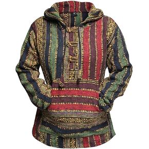 Shopoholic Fashion Women Multicolored Hippie Pullover Hoodie Boho Baja