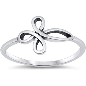 Infinity Cross Knot Christian Ring .925 Sterling Silver Sizes 4-12
