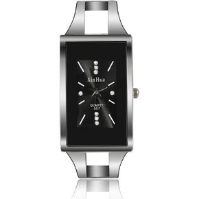 Weicam Women Girls Simple Crystal Cuff Bangle Bracelet Analog Quartz Wrist Watches