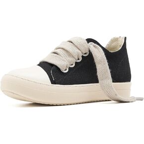 ATBELL Low Top Sneakers for Women Jumbo Lace-Up Comfort Walking Shoes Wide Eyelets Trainers Casual Canvas Shoe