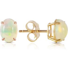Galaxy Gold GG 14k Solid Yellow Gold Stud Earrings with Natural Opals 0.90 ctw High Polished Stud Earrings