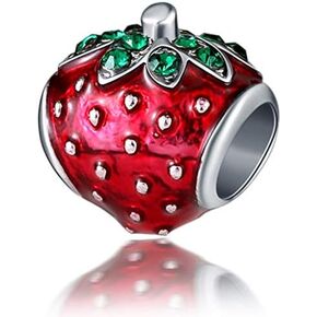 Strawberry with Crystals Charm Bead