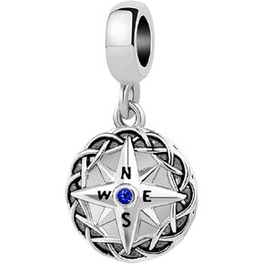 ZakiaHo Compass Charms for Pandora Bracelets Womens Love Travel Christmas Birthday Jewelry Gifts Compatible with Pandora Bracelets Necklaces