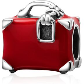 Travel Series Charms 925 Sterling Silver I Love to Travel Suitcase Charms for Pandora Charms Bracelet