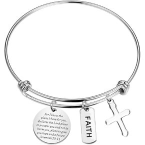 WSNANG Jeremiah 29:11 Bracelet I Know The Plans I Have for You Christian Bracelets for Women Inspirational Bible Verses Gifts