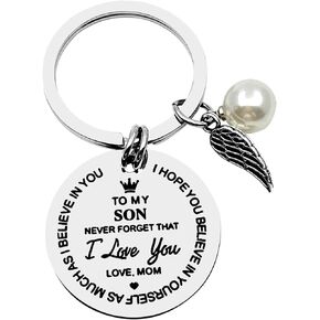 هدايا ملهمة لسلسلة مفاتيح To My Son لابن من الأم، I Love You Forever Keyring عيد الميلاد وعيد الحب وعيد الحب وعيد التخرج والعودة إلى المدرسة هدايا للأولاد ابن ربيب في مجوهرات القانون