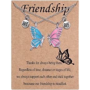 Ralukiia Two Butterfly Wing Necklaces 2 Separate Chained Butterfly Pieces BFF Best Friend Soul Gift for 2 Friendship Necklace