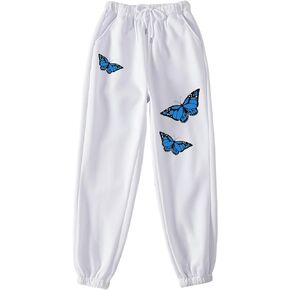SHENHE Women's Graphic Butterfly Print Drawstring Joggers Pants Casual Sweatpants