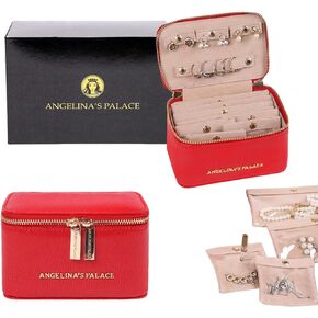 Angelina's Palace Snakeskin Pattern Jewelry Organizer Case Bridesmaid Gifts Travel Bag Vegan Leather Box for Necklace Earring Bracelet Ring(Black)