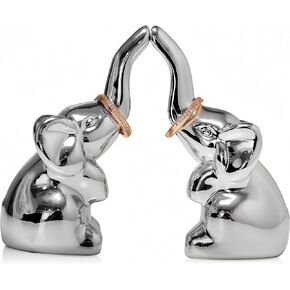 باربزون واجون حامل خاتم على شكل فيل للمجوهرات من قطعتين، حامل مجوهرات الفيل، حامل خاتم الخطوبة للزفاف، هدايا الفيل للنساء، فضي in Kuwait