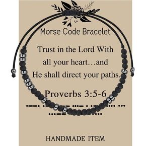 BEKECH Proverbs 3:5-6 Morse Code Bracelet Faith Jewelry Christian Gift Religious Bracelet Trust In The Lord Bible Verses Gift