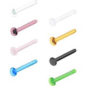YOFANST 8pcs /16pcs 20G Glass Nose Studs Pin Bone Colorful Septum Set Nose Piercing Jewelry for Women Men