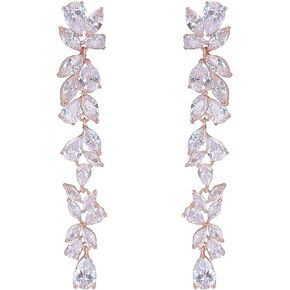 أقراط الزفاف للعرائس، وصيفات العروس، Beusoulver Marquise Cube Zirconias أقراط متدلية من حجر الراين الكريستالي أقراط متدلية مجوهرات للحفلات الراقصة، والمهرجانات، والهدايا