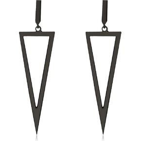 QUSIJIA Chic Black Metal Geometry Dangle Drop Earrings Hypoallergenic Stainless Flat Earrings For Women Girls in Kuwait