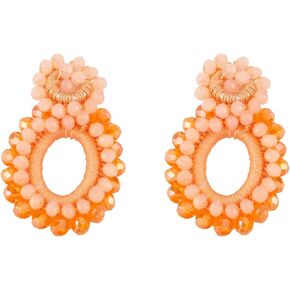 Bohemian Statement Acrylic Beaded Drop Dangle Earring Boho Handmade Resin Geometric Round Circle Earring for Women Teen Girl Lightweight Summer Beach Jewelry Christmas Wedding Gift