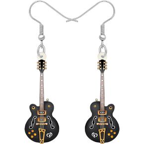 DOWAY Acrylic Charm Musical Instrument Electric Beth Guitar Earrings Drop Dangle Jewelry Fashion Decoration for Women Girls Funny Party Gifts