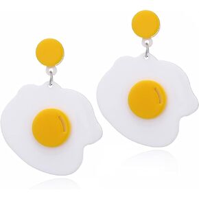 ANDPAI Handmade Lightweight Large Acrylic Fried Egg Dangle Drop Earring Creative Funny Personalized Cook Foodie Jewelry Gift For Women Girls