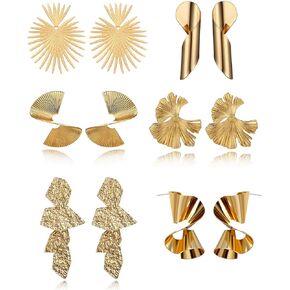 Gold Statement Earrings for Women Large Aretes Largos De Mujer Elegantes Geometric Channel Earrings Jewerly Woven Twisted Ginkgo Leaf Dangle Earrings Multipack Trendy Beach Dangly Earrings for Women Girls