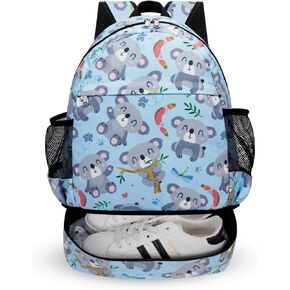 HAWEE Dry Wet Separation Sports Backpack with Water Bottle Pocket and Shoe Compartment Folding Bag for Men Women Swimming, Yoga, Travel - Black