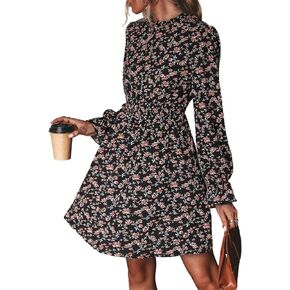 CUPSHE Women's Mock Neck Mini Dresses Ruffle Sleeves Fall Floral Print Flowying