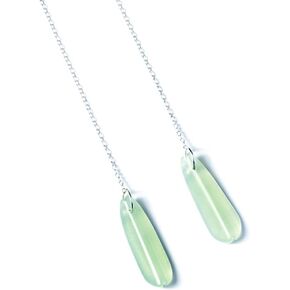 Jade Dangle Earings for Women, Vintage Silver Plated Light Green Gemstone Drop Earings, Healing Earrings with Good Fortune, Chinese Hanfu Jewelry Accessory for Girls