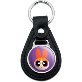 GRAPHICS & MORE Black Leather Powerpuff Girls Blossom Head Keychain