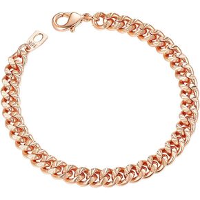 سوار تشينز برو رجالي 7 مم من سلسلة كابح بقطع ألماس 7 مم، مطلي بالذهب الوردي عيار 18 قيراط (صندوق هدية مرسل) in Kuwait