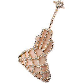 YERTTER Dainty Spark Shining Rhinestone Crystal Hand Chain Bracelet with Finger Ring Flower Slave Link Bracelet Wedding Bridals Hand Jewelry