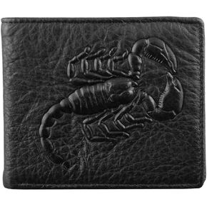 punkman2000 Mens Genuine Leather Wallet Scorpion Soft Leather Card Holder